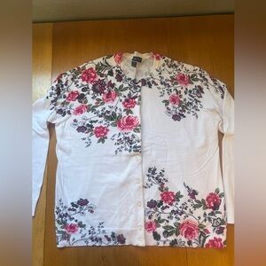 Floral Women's Cardigan - White and Pink